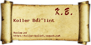 Koller Bálint névjegykártya